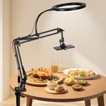 Overhead Phone Mount w/ Ring Light Flexible Arm Tripod For Phone Camera Holder