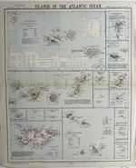 1883 Islands Of The Atlantic Ocean Original Antique Colour Map by Letts