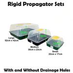 Vented Propagator Seed Tray Set Cover Lid 22cm 38cm 52cm Solid Rigid Gravel Tray