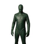 Men's Green Genuine Leather Hooded Bodysuit Quilted Full Body Costume Catsuit