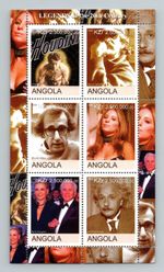 Angola Legends, Barbara Strisand, Kirk Douglas, Albert Einstein MNH M/S #M385