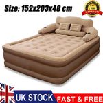 Coffee Color Double Size Inflatable Air Bed Mattress with Built-In Electric Pump