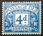 1968 Postage Due / To Pay 4d Blue SG D71 No Watermark MNH
