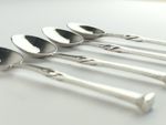 Omar Ramsden silver teaspoons in mint condition with makers mark & date of 1926.