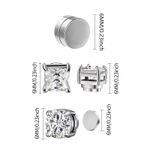 3 Pairs Crystal Strong Magnetic Ear Stud Clip Earrings for Men and Women