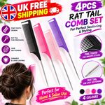 Hairdressers Barbers Metal Pin Tail Comb Rat Tail Comb For Styling 4 Colours