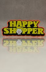 Happy Shopper 80s 90s Corner Shop 3D Printed Retro Advertising Logo Sign
