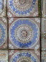 119 x large antique encaustic Victorian pugin tiles blue PATIO slabs stone LUSH!
