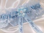 PERSONALISED BLUE BRIDES WEDDING GARTER HEN PARTY GIFT WEDDING FAVOUR