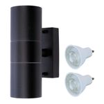 Hispec Coral Up/Down Outdoor LED Wall Light - Black