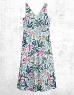 Women’s Seasalt Sleeveless Dress Cotton V Neck Zip Sky Chalk Leaves Mix