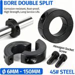 6mm-150mm BORE DOUBLE SPLIT STEEL NEW CLAMPING SHAFT COLLAR BLACK OXIDE