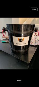 Bollinger 1829 Champagne Ice Bucket Cooler, Black Metal with Handles