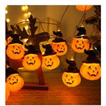 Halloween Pumpkin LED String Lights 20 LEDs 5m Battery Warm White Indoor/Outdoor