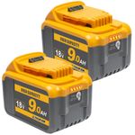 2x 18V 9.0Ah Li-Ion Battery for Dewalt DCB184 DCF885 DCB180 DCB182 DCB201 DCB200