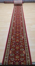 STAIR CARPET RUNNER RUG Vintage ORIENTAL Very Long 34ft 5" x 1ft 9" RED and GOLD