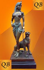 ART DECO BRONZE FIGURINE SCULPTURE STATUE EGYPTIAN QUEEN CLEOPATRA NAKED LADY