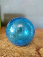 Blown Blue Glass Sphere Fishing Float Style Decorative Art Glass Ball Bauble 