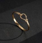 Women 9ct Gold Loop  Bracelet With Clear Stones ( 6mm Thick & 8 Inches Long ) GF