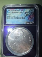 1780-DATED AUSTRIA TALER NGC MS65 Trader Bea Purple Core!