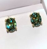 Green Moissanite Oval Cut Stud Earrings Certified VVS1 - 925 Silver