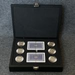 Texas Hold’em Poker Set 60 Heavy Metal Chips Wooden Case Casino 2 Decks Complete