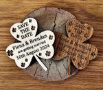 Shamrock Wooden Save the Date Personalised Engraved Rustic Magnets Irish Wedding