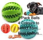 2 Pack Pet Ball Strong Rubber Dog Balls Fetch Food, Teething Treat Clean 3 Sizes