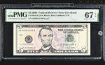 USA 5 DOLLAR $ CLEVELAND FR#1994-D (JDA BLOCK) PMG 67 EPQ SUPERB GEM UNC
