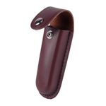Folding Pocket Knife Sheath 5" Brown Leather Belt Case Multi Tool xg