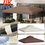 3x3M Garden Gazebo Top Cover Roof 2 Tier Canopy Tent Replacement Fabric Pavilion