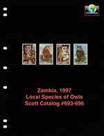 $6.00 Scott Value - 1997 ZAMBIA Owls Bird Southern Africa Wildlife CV MNH NH UMM