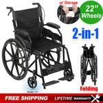 NEW Folding Lightweight Self Propelled Wheelchair Transit Footrest Armrest Brake