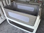 SnuzPod4 Baby Bedside Cot Grey and White with Mattress and Fitted Sheet