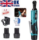 420Nm Electric Cordless Right Ratchet 3/8" 90° Angle Wrench 2 Battery DIY Tool