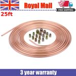 Copper Kunifer Brake Pipe Hose Line Tube 25ft Roll 3/16" Fittings Tubing Kit UK
