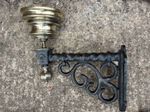 Beautiful Antique Brass Wall Lantern on  Bracket. Electricity prepared. 