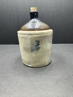 WESTERN STONEWARE WHISKEY JUG  Maple Leaf Logo Tan Brown Crock 1 Gallon Antique