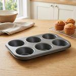Non-Stick 6 Hole Deep Baking Pan – Muffin & Fairy Cake Tin