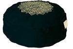 Om Vita Zafu Yoga Meditation Cushion , Embroidered - Organic Buckwheat Husk Fill