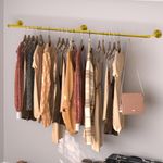 Wisfor Adjustable Industrial Pipe Clothes Rail Wall Hanging Garment Bar Rack