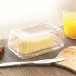 Luminarc Butter Dish With Lid Tempered Glass Clear Serving Storage Container