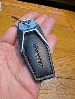 VW Keyring - Black Leather And Silver Metal