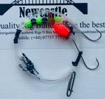 5x Heavy Duty Sea Fishing Rigs 2 Hook Pop Up Flapper Shore Ray Bass 1 up 1 down