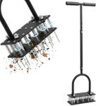 Lawn Aerator Manual Aerator Lawn Tool with 15 Spikes, Metal Grass Aerator