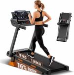 16% Incline, 12KM/H Foldable Running Treadmill for Home, Cardio, Gym, Fitness