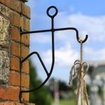 Stick Man Hanging Basket Bracket - Black Garden Wall Plant Support Hook