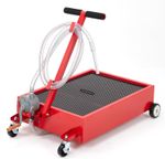 15 Gal Oil Drain Pan with 8FT Hose Low Profile Oil Drain Cart for Truck/RV/Buses
