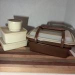 Vtg Tupperware Harvest Brown Pack N Carry Lunch Box #1254 Lid Handle Container
