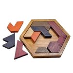 Wooden Geometric Jigsaw Puzzle Kids Educational Brain Teaser Learning Toy